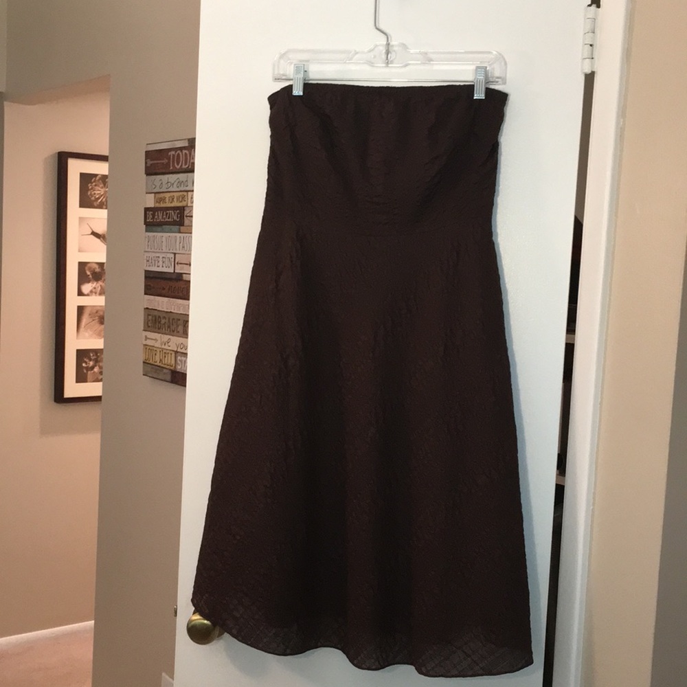 NWOT, J. Crew chocolate brown strapless dress, 10P.